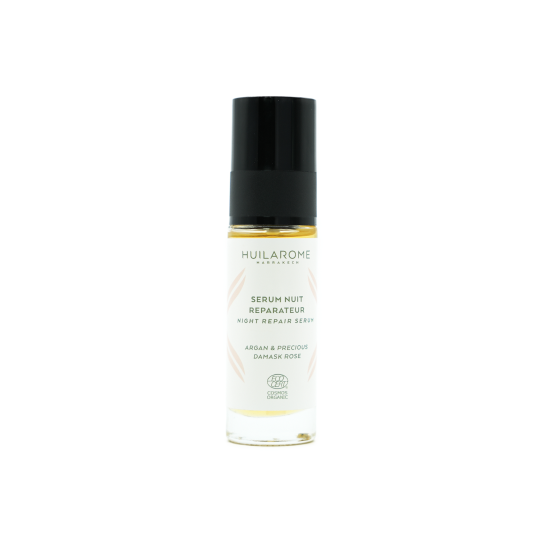 Sérum nuit réparateur - soin anti-rides - argan et huile précieuse de rose - tous types de peau