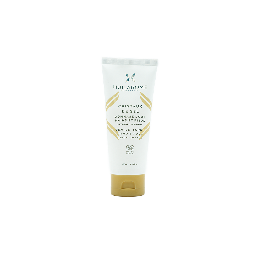 Cristaux de sel gommage doux mains et pieds citron orange